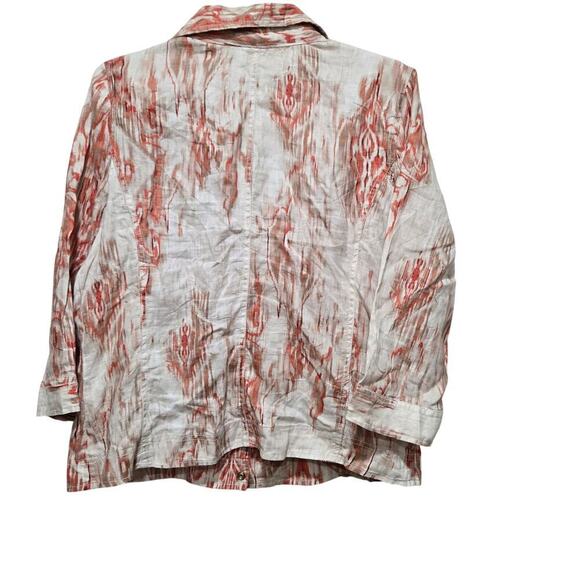 Chico’s Linen Blend Jacket Size 2 Large Peach Coral Abstract Print - Picture 4 of 10